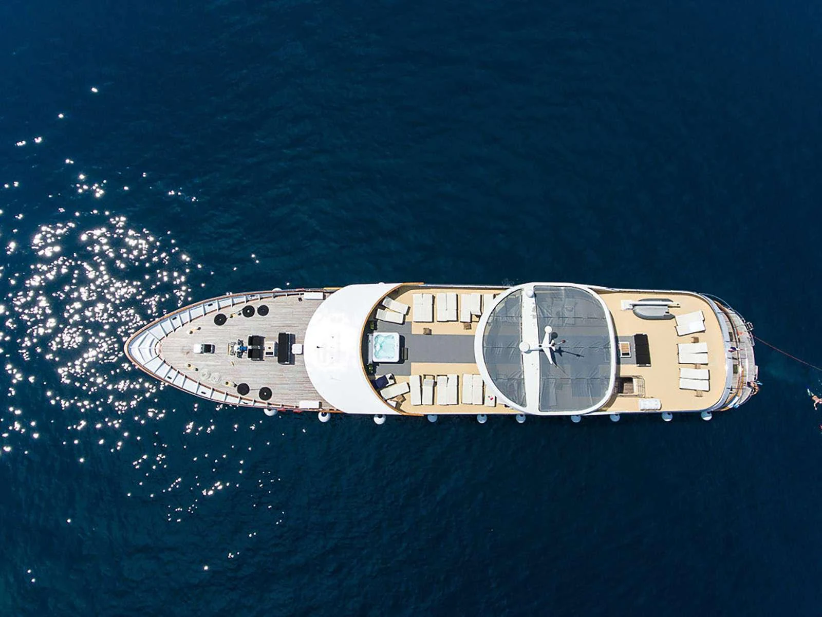 a space ship in the water aboard KARIZMA Yacht for Charter
