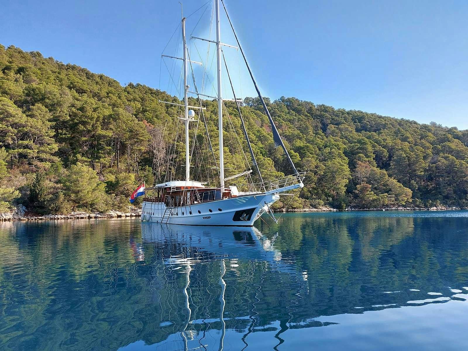 a boat on the water aboard DALMATINO Yacht for Charter