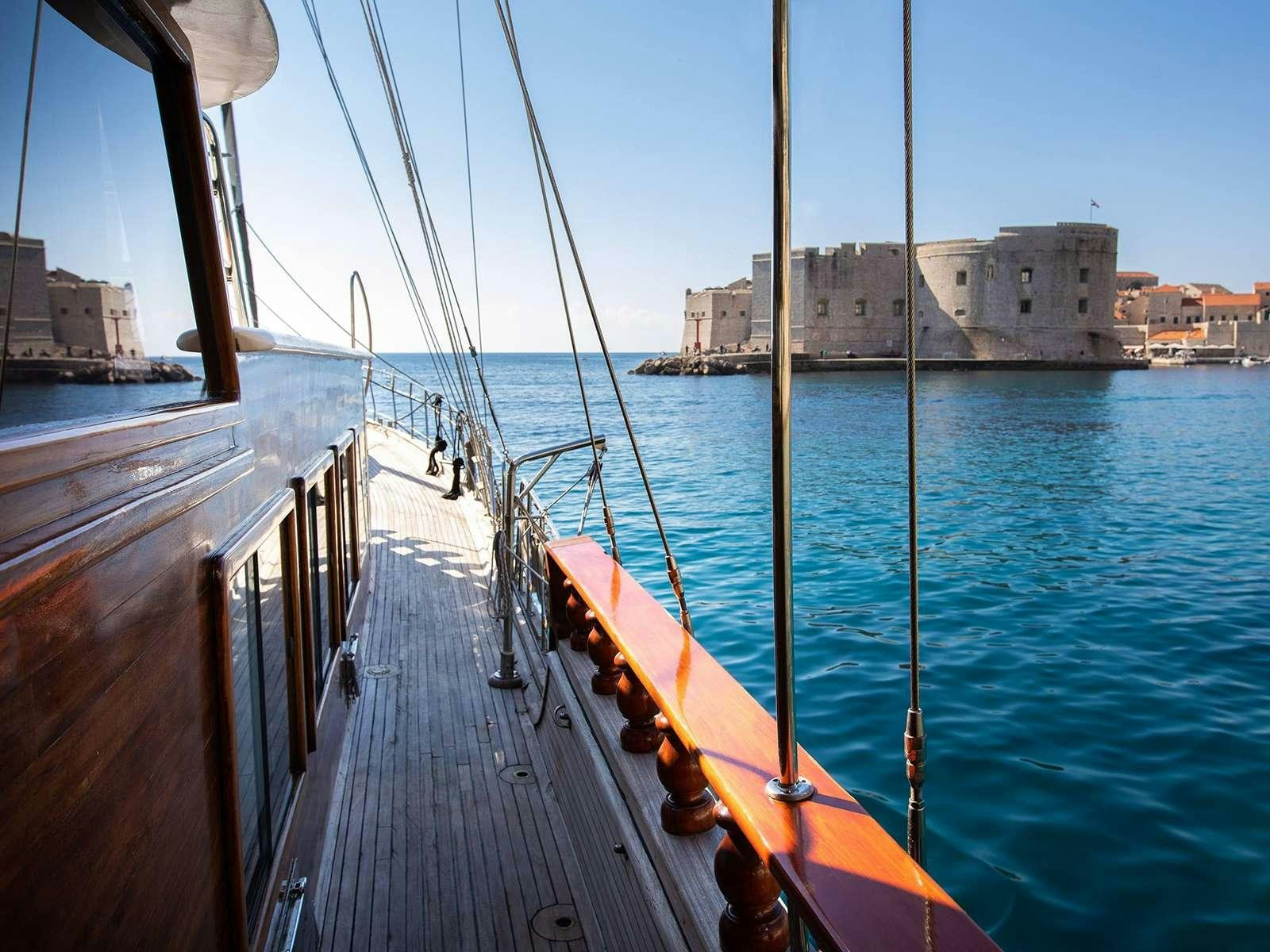 a boat on the water aboard DALMATINO Yacht for Charter
