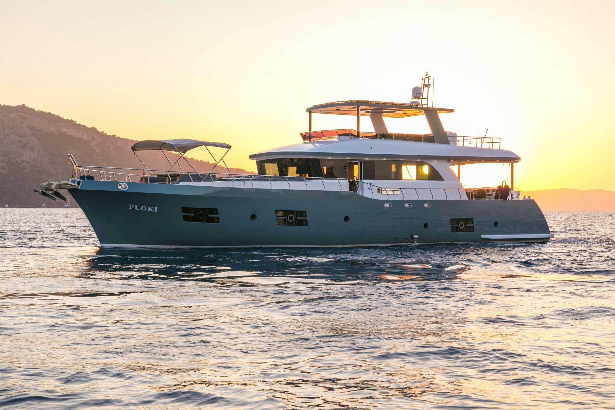 a boat on the water aboard FLOKI Yacht for Charter