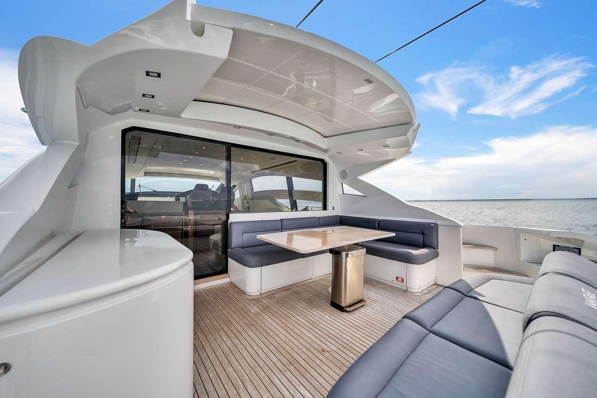 a boat on a trailer aboard VANTAGE Yacht for Charter