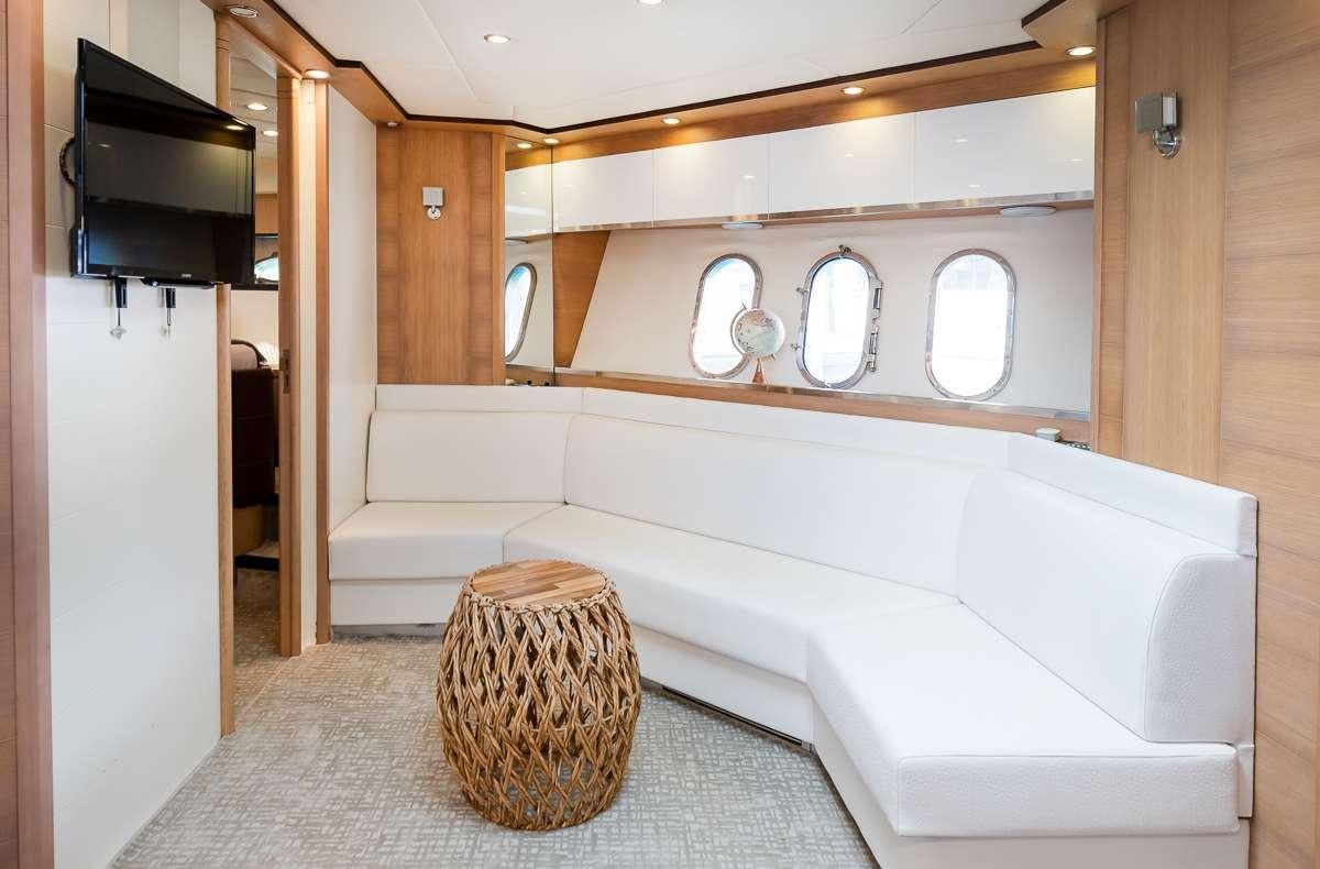 a bathroom with a round tub aboard DIVA Yacht for Charter