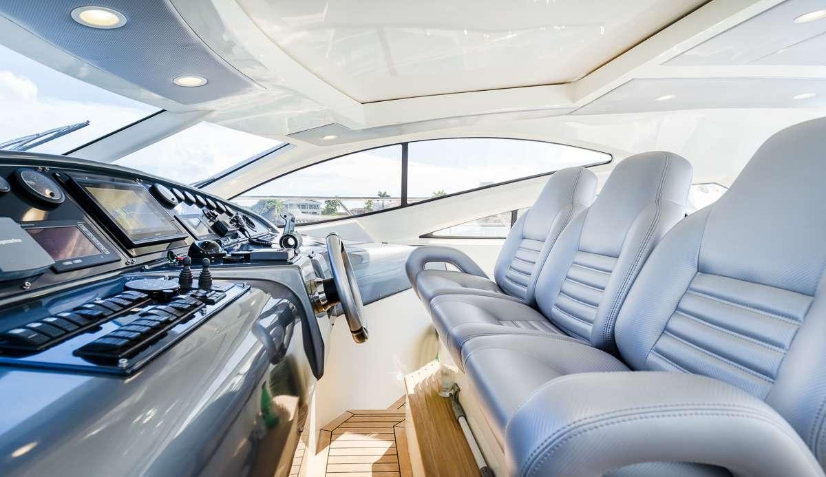 inside of a car aboard DIVA Yacht for Charter