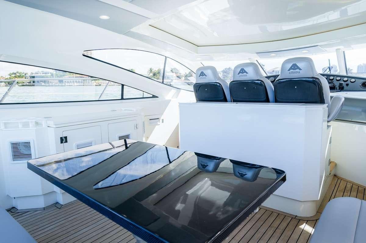 the inside of a car aboard DIVA Yacht for Charter
