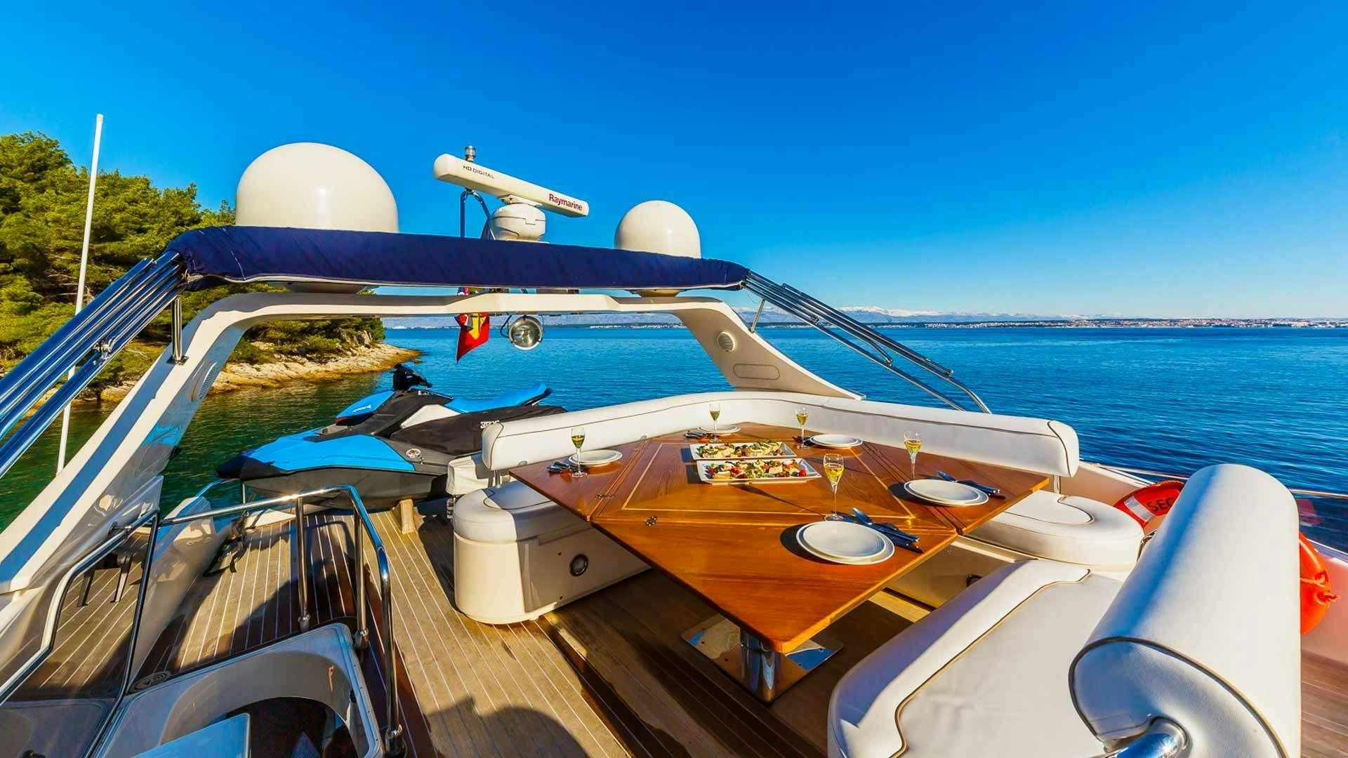 a boat on the water aboard SECRET LIFE Yacht for Charter