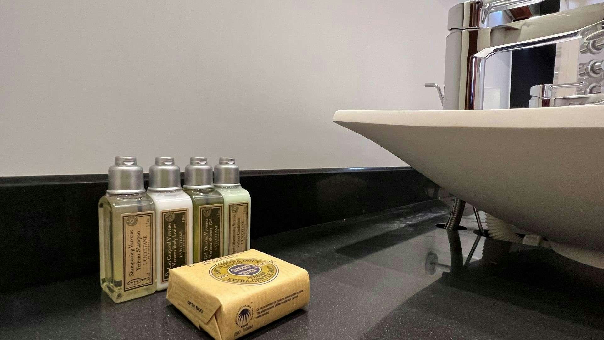 a group of glass bottles aboard GRACE Yacht for Charter