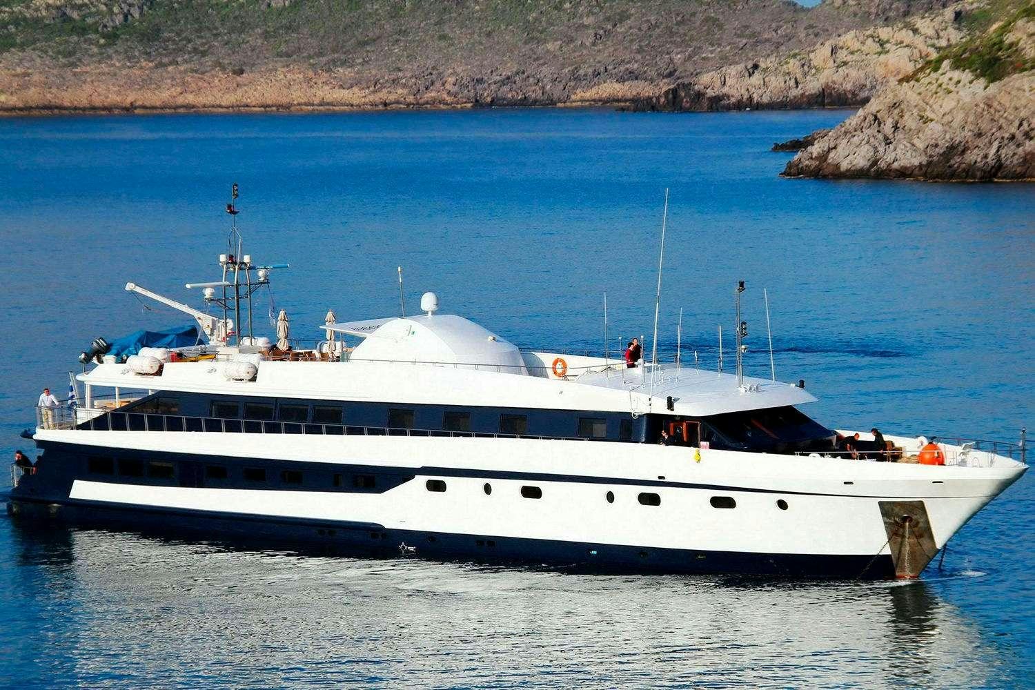 a white yacht in the water aboard HARMONY Yacht for Charter