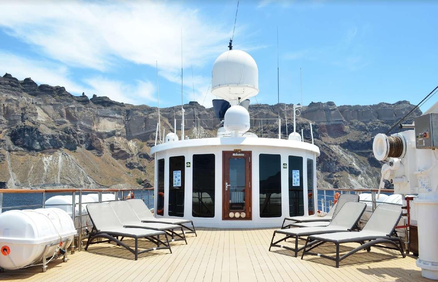 a small building with a white dome and a white dome on top aboard CALLISTO Yacht for Charter