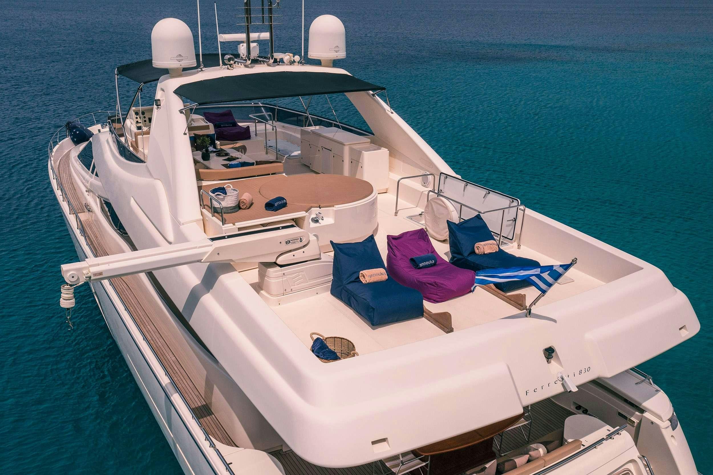 a boat on the water aboard ANNOUKA Yacht for Charter