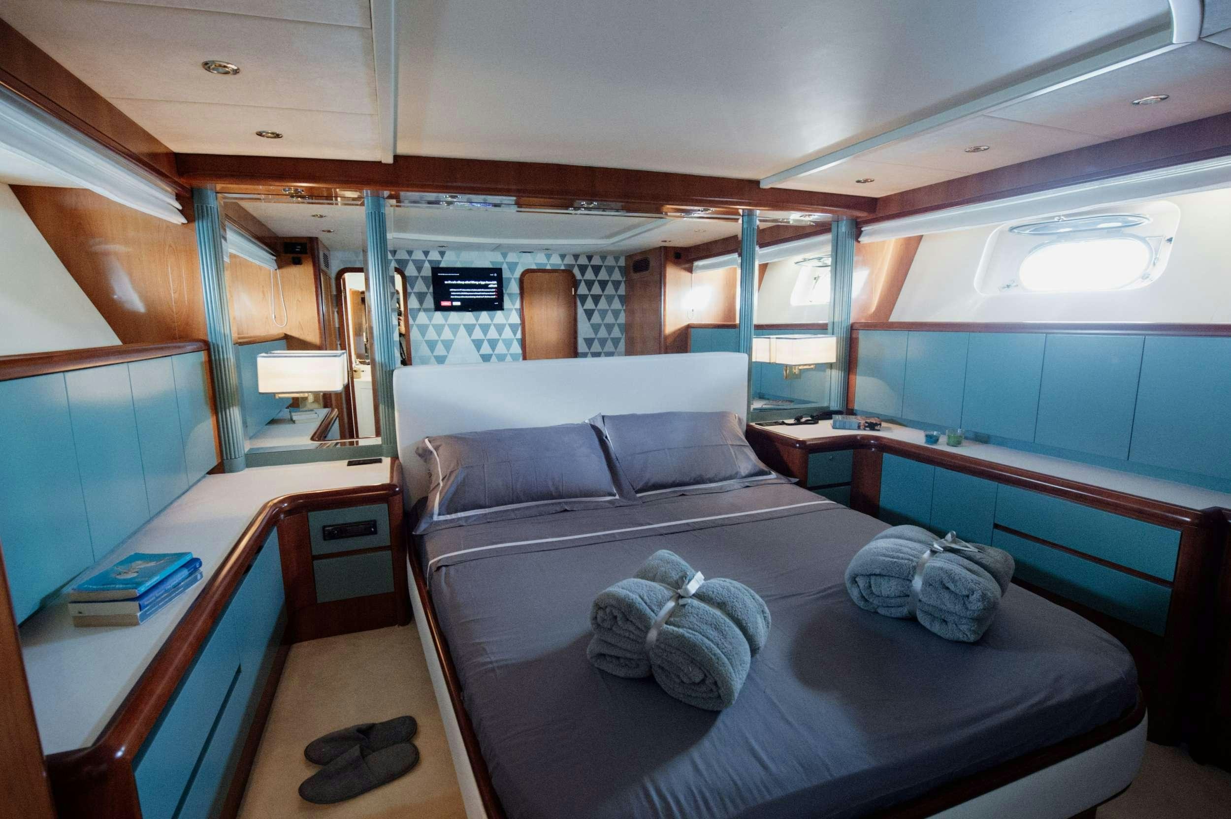 a bed in a train aboard BEYOND Yacht for Charter