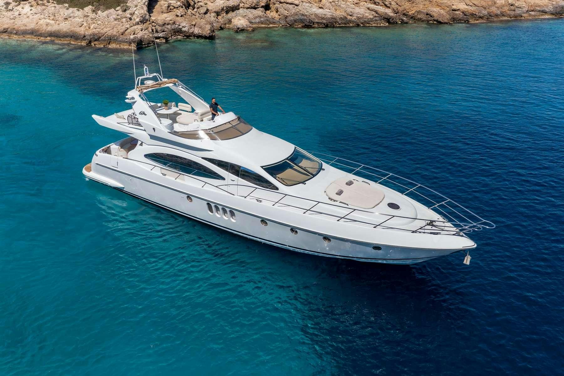 a white yacht in the water aboard DREAM Yacht for Charter