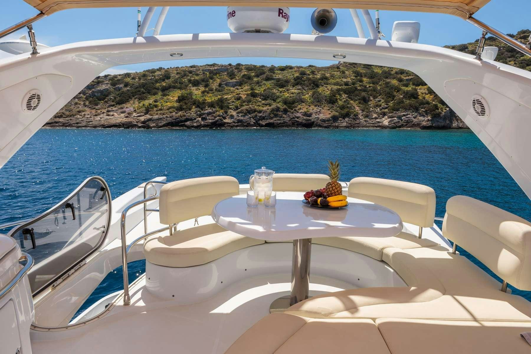 a table on a boat aboard DREAM Yacht for Charter