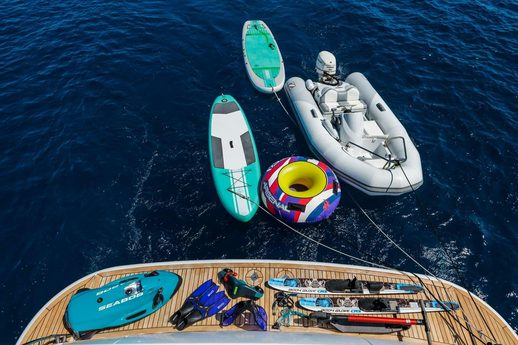 a group of boats in the water aboard DREAM Yacht for Charter