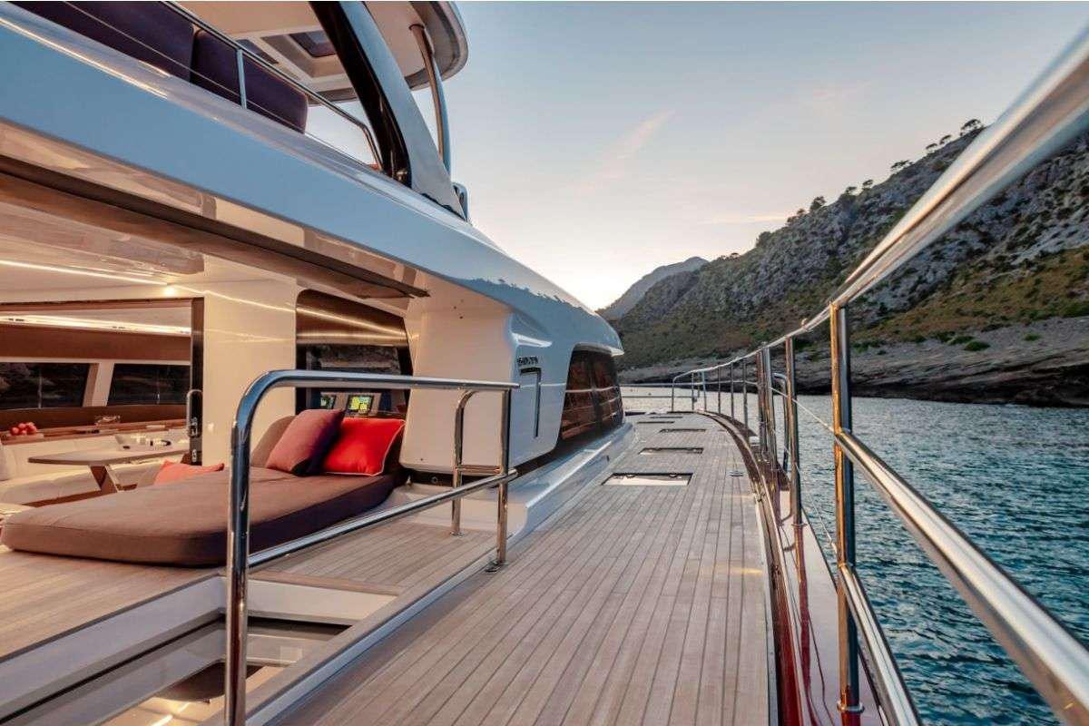 a boat on the water aboard VALIUM 67 Yacht for Charter
