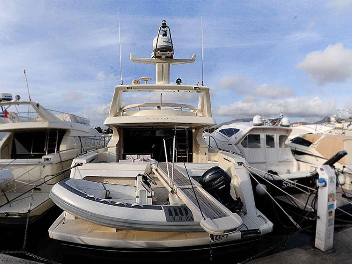 a group of boats are parked aboard PALMYRA Yacht for Charter