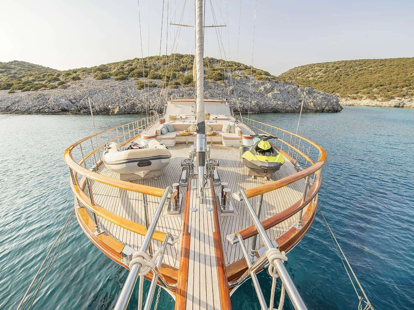 a boat on the water aboard RIVA Yacht for Charter