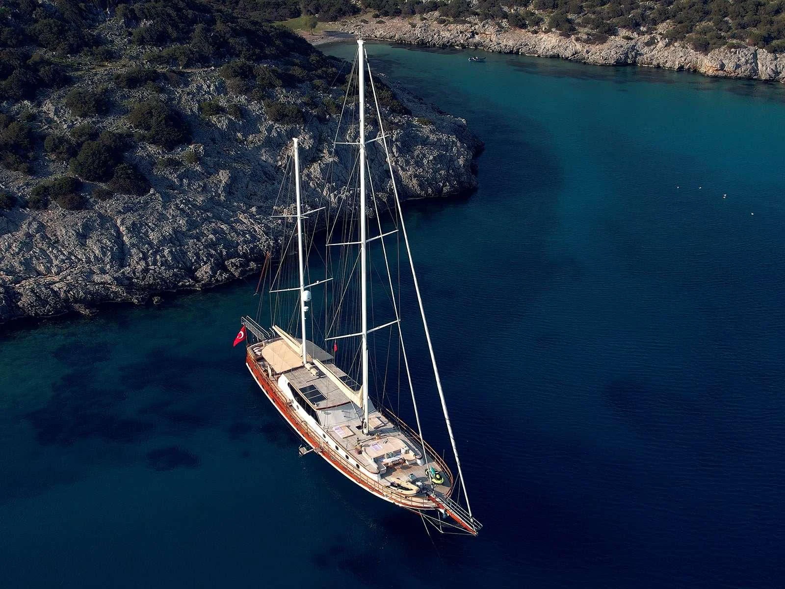 a boat sailing on the water aboard RIVA Yacht for Charter