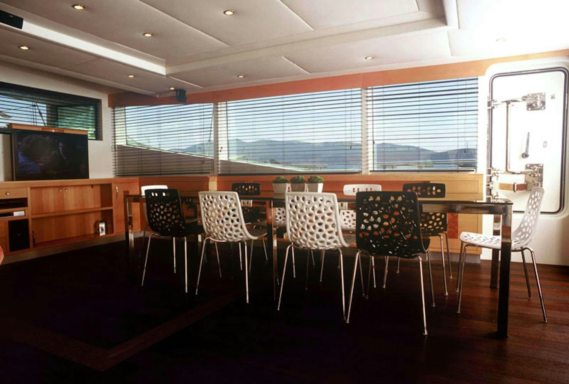 a room with chairs and a table aboard TIGRA Yacht for Charter