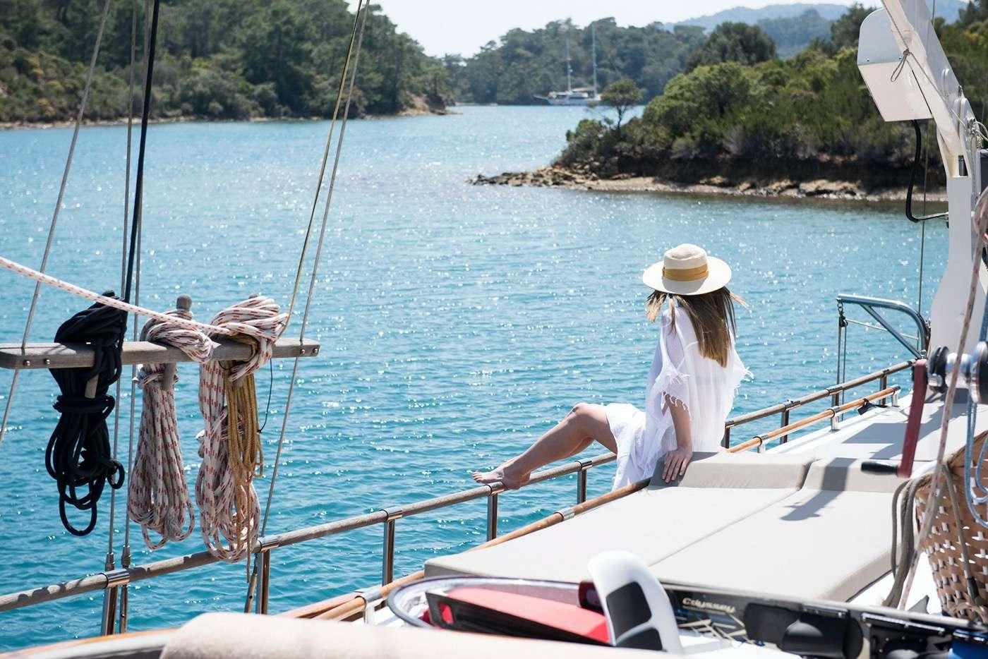 a person on a boat aboard SERENAD A Yacht for Charter