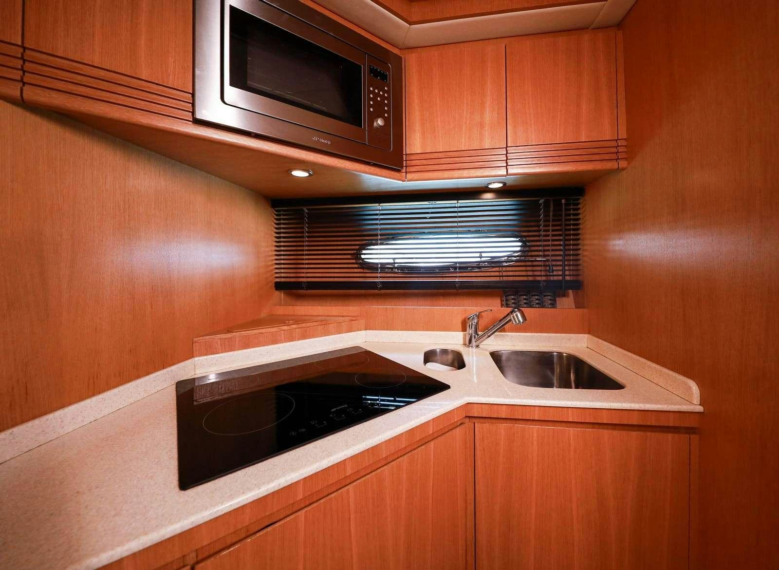 a microwave oven on a microwave oven aboard EVA II Yacht for Charter