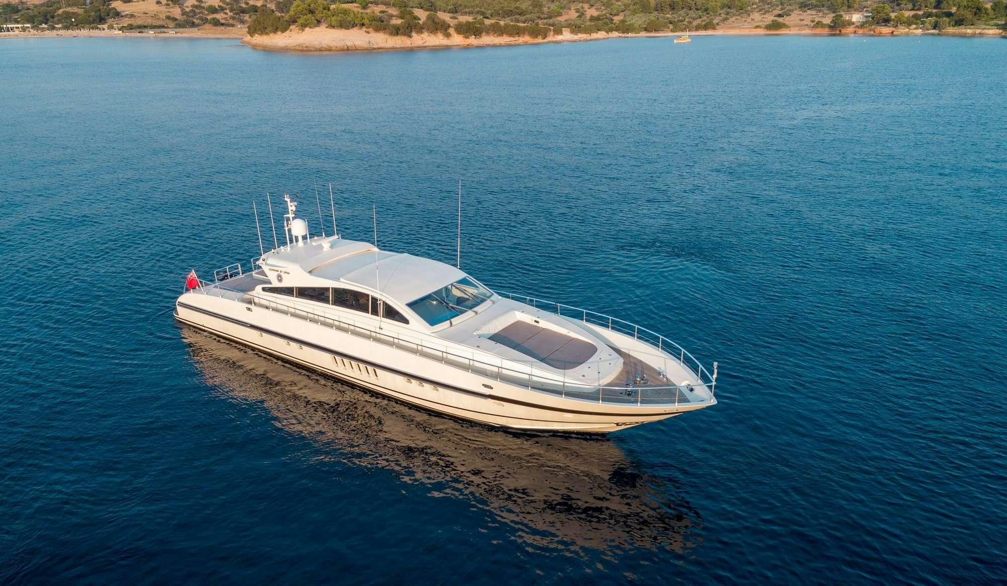 a white boat on the water aboard ATRATO Yacht for Charter