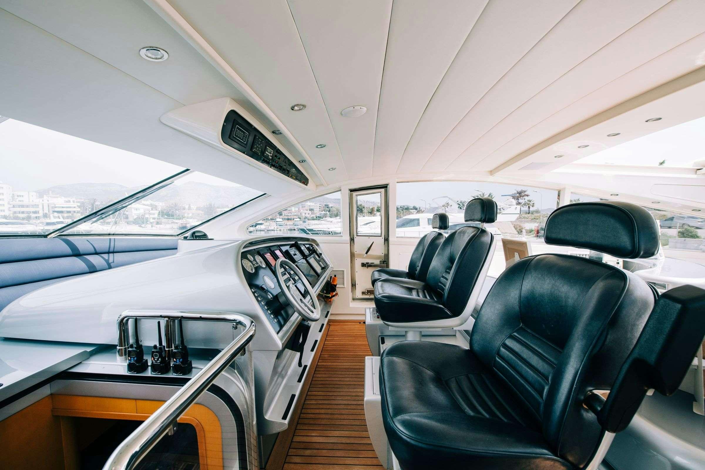 inside of a car aboard ROMACHRIS II Yacht for Charter