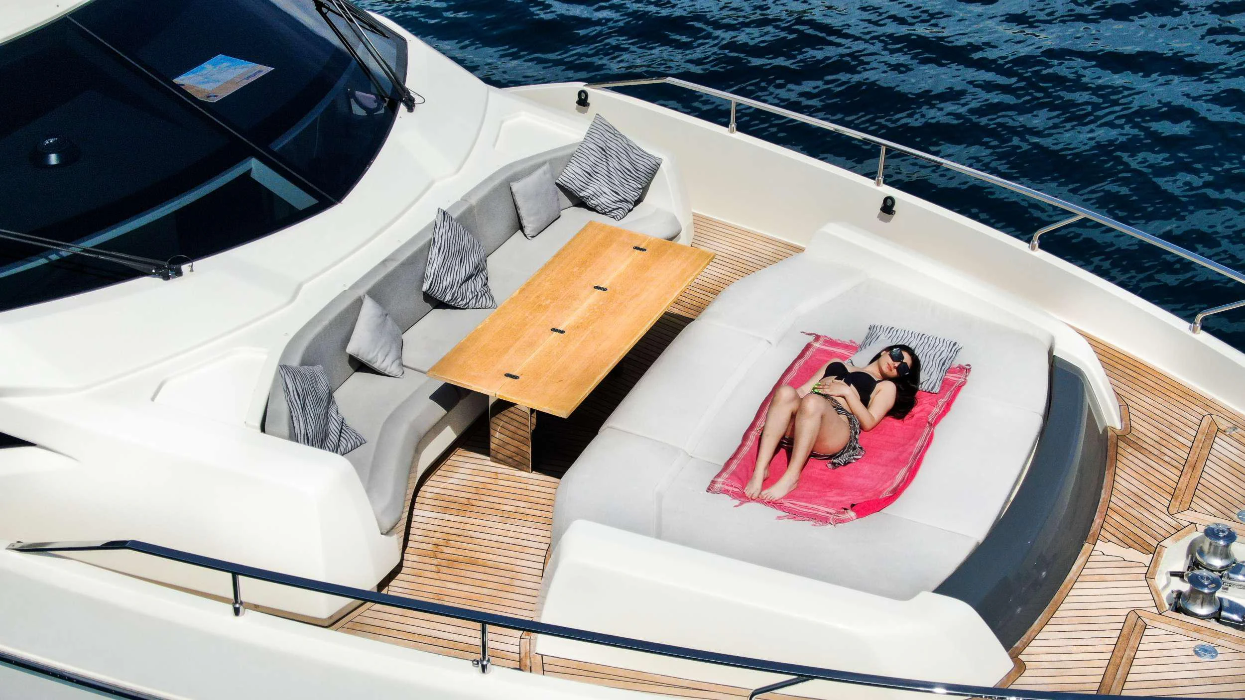 a person on a boat aboard E3 Yacht for Charter
