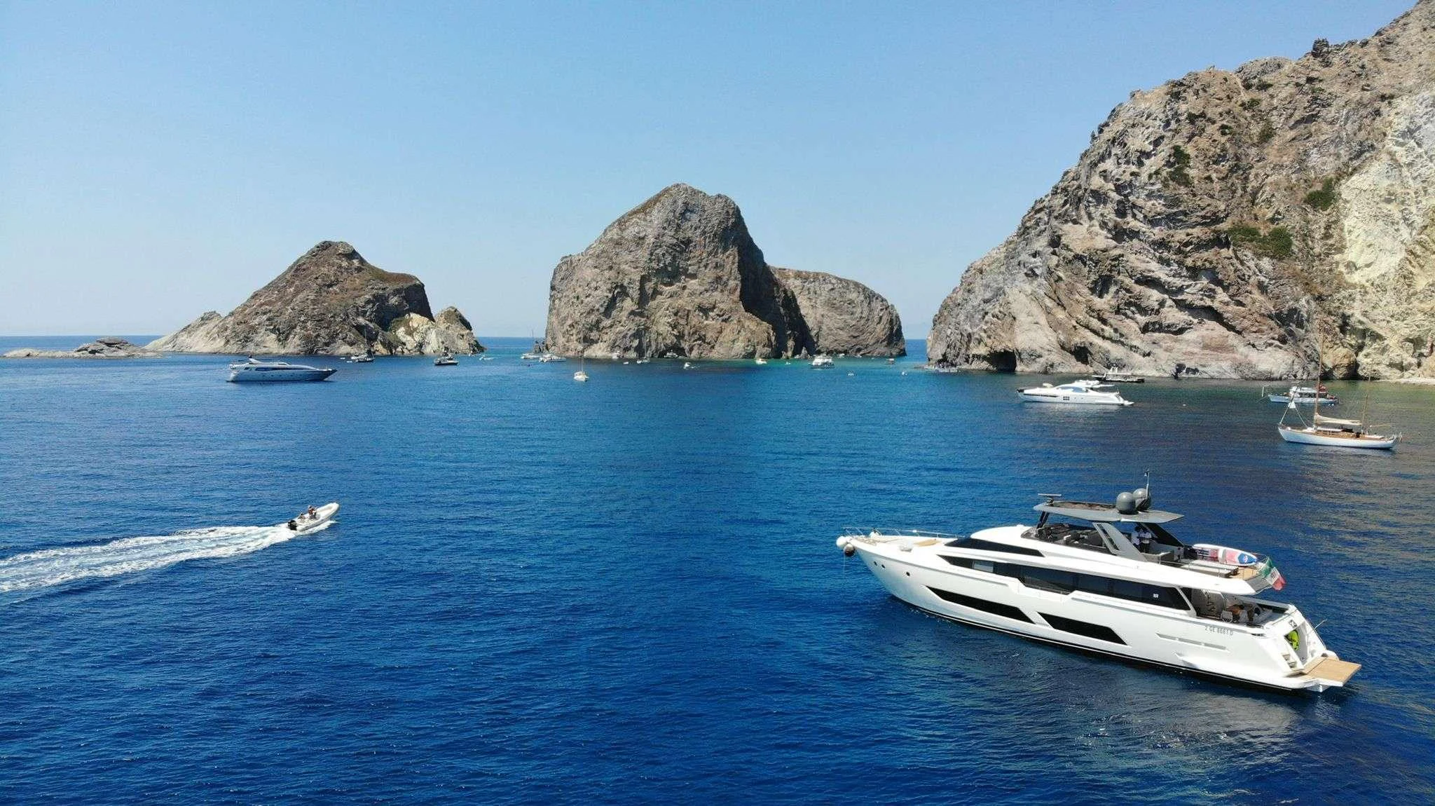 boats in the water aboard E3 Yacht for Charter