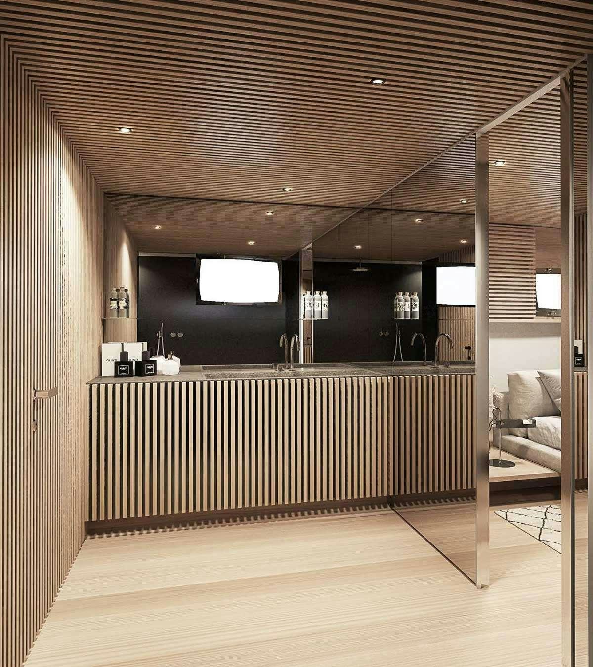 a large room with a large window aboard ANMAX Yacht for Charter