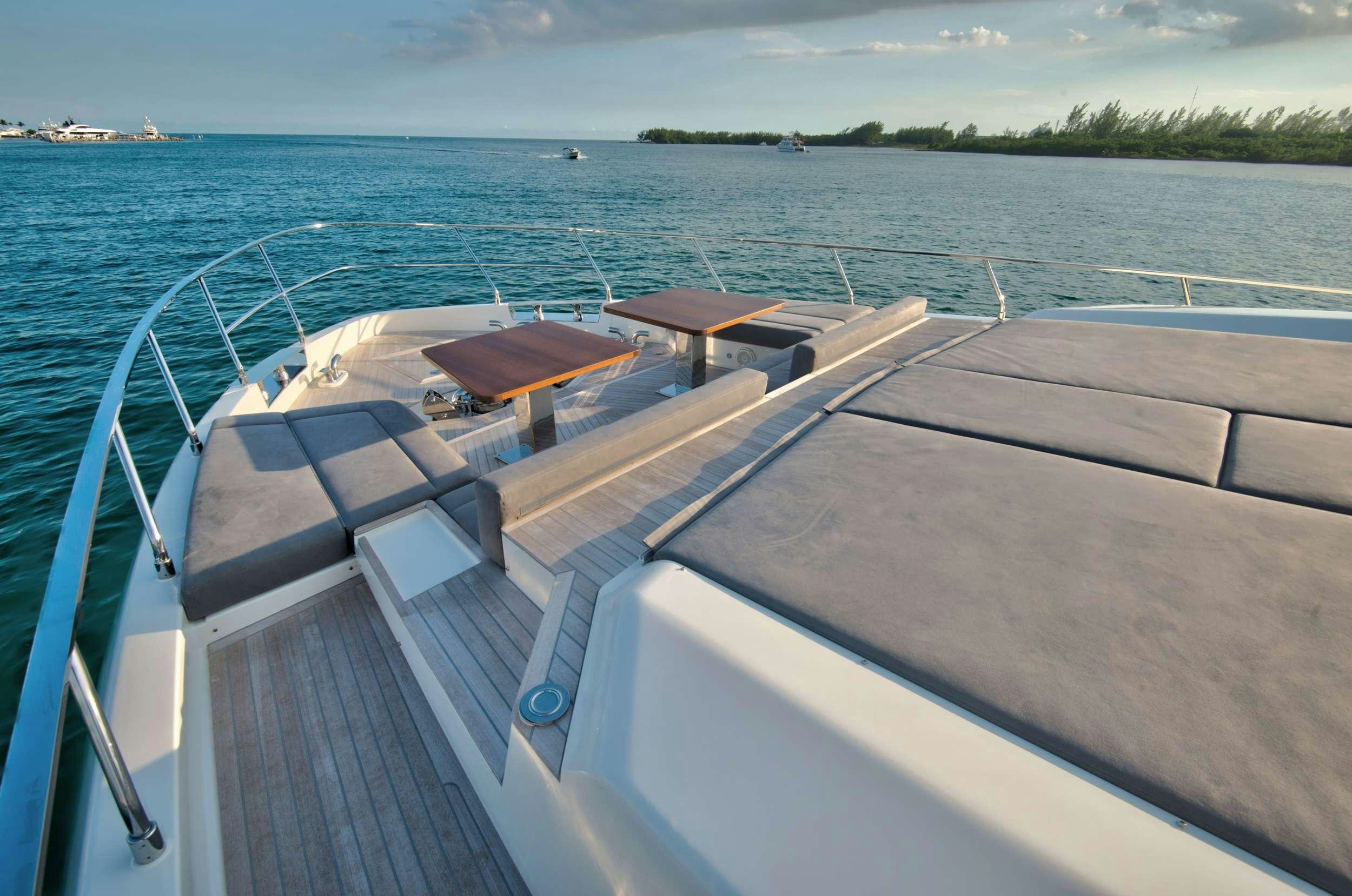 a deck on a boat aboard 92' FERRETTI Yacht for Charter