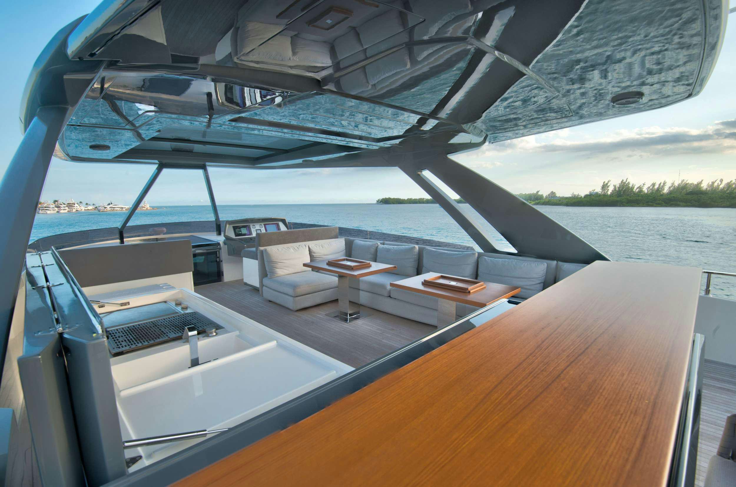 a boat on the water aboard 92' FERRETTI Yacht for Charter