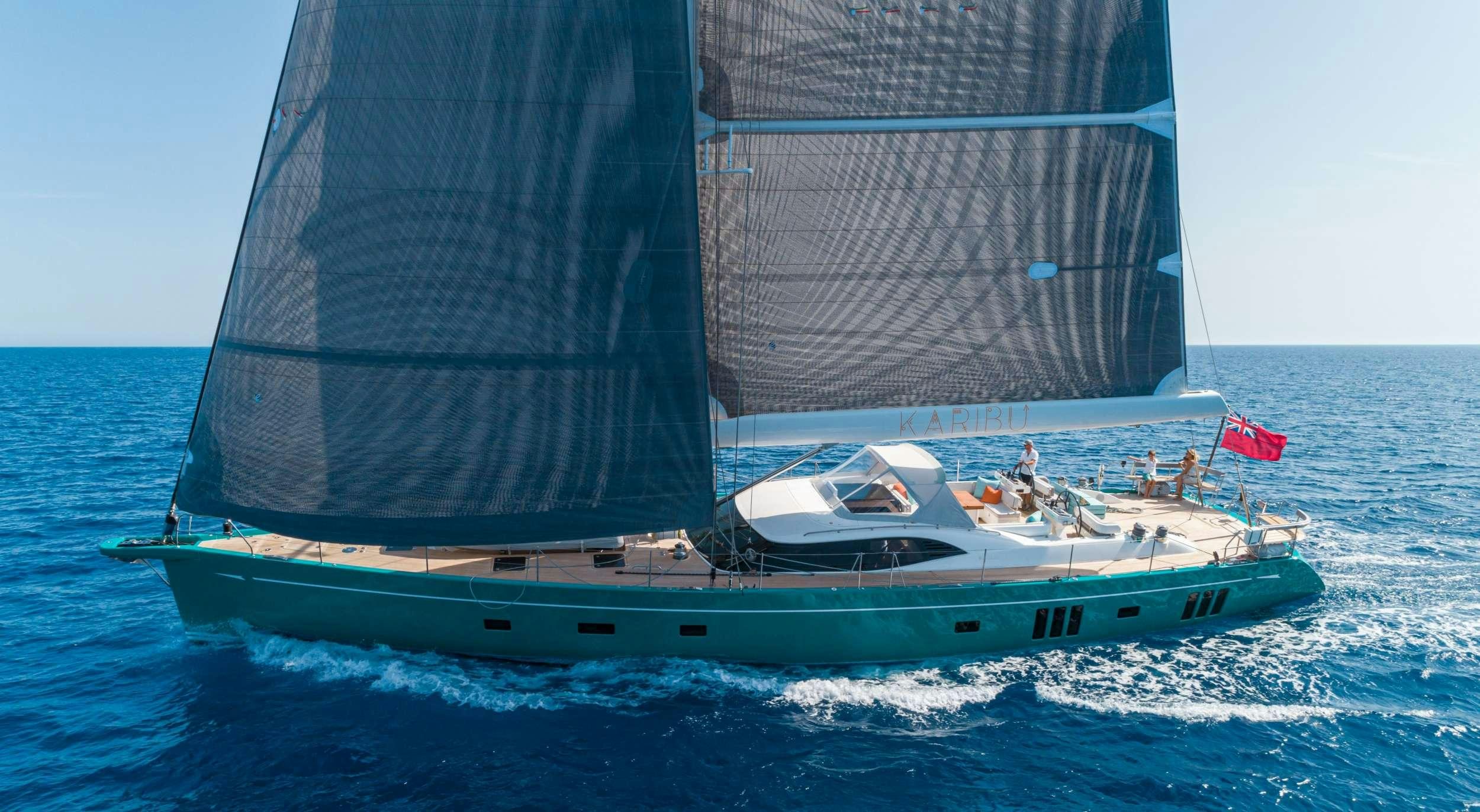 a boat on the water aboard KARIBU Yacht for Charter