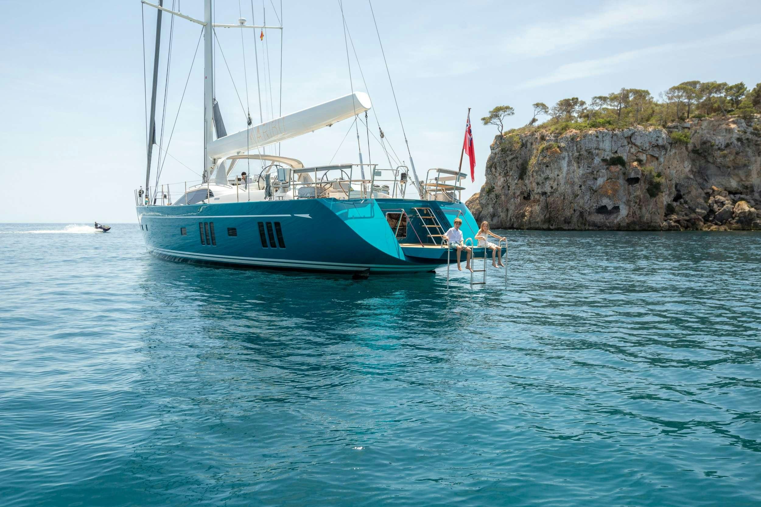 a boat on the water aboard KARIBU Yacht for Charter