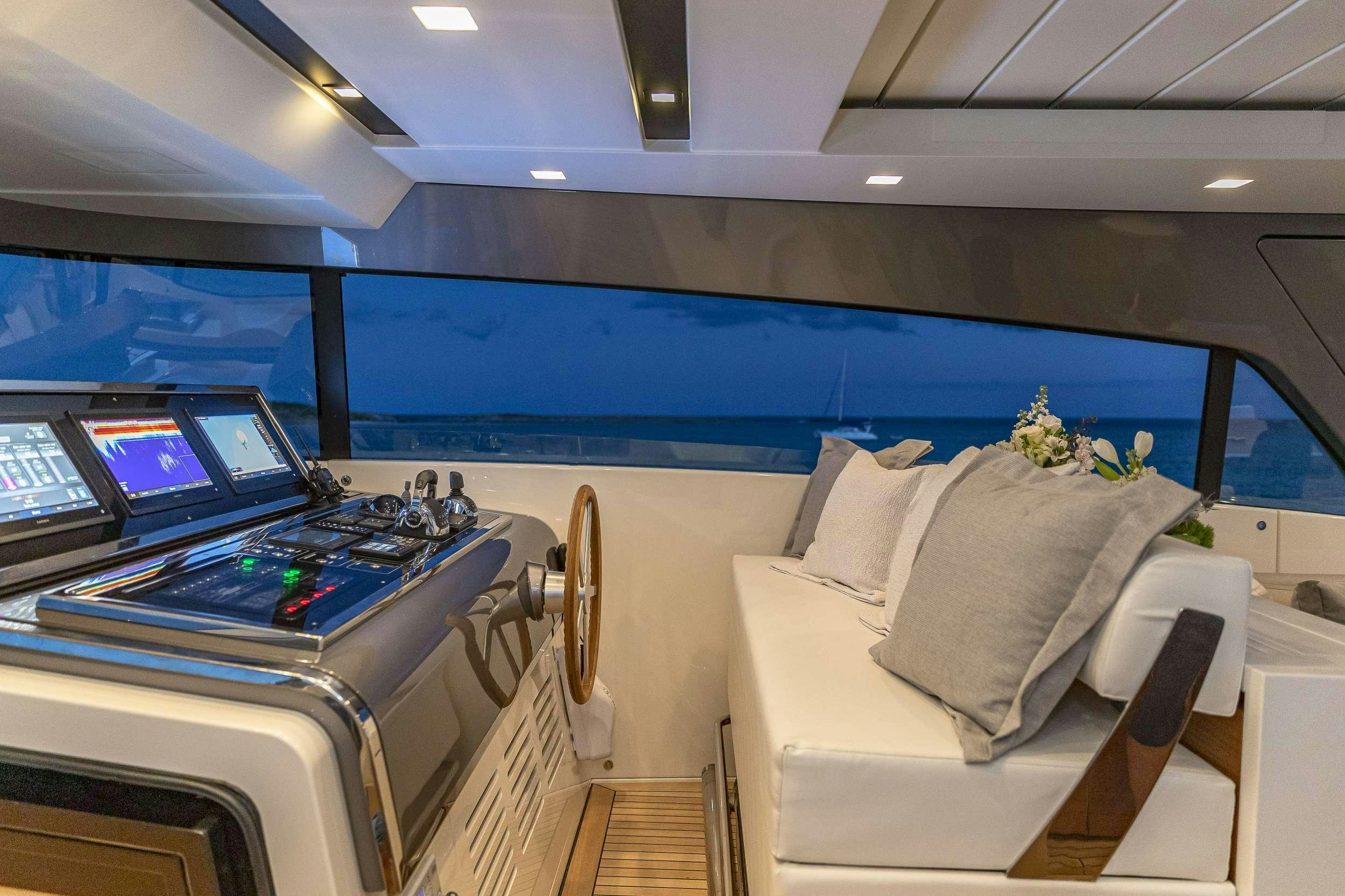 inside of a car aboard NO MATTER WHAT Yacht for Charter