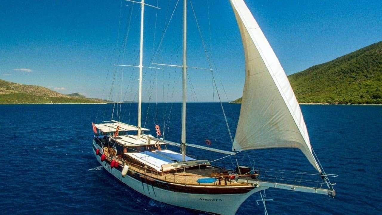 a sailboat on the water aboard AMETIST A Yacht for Charter