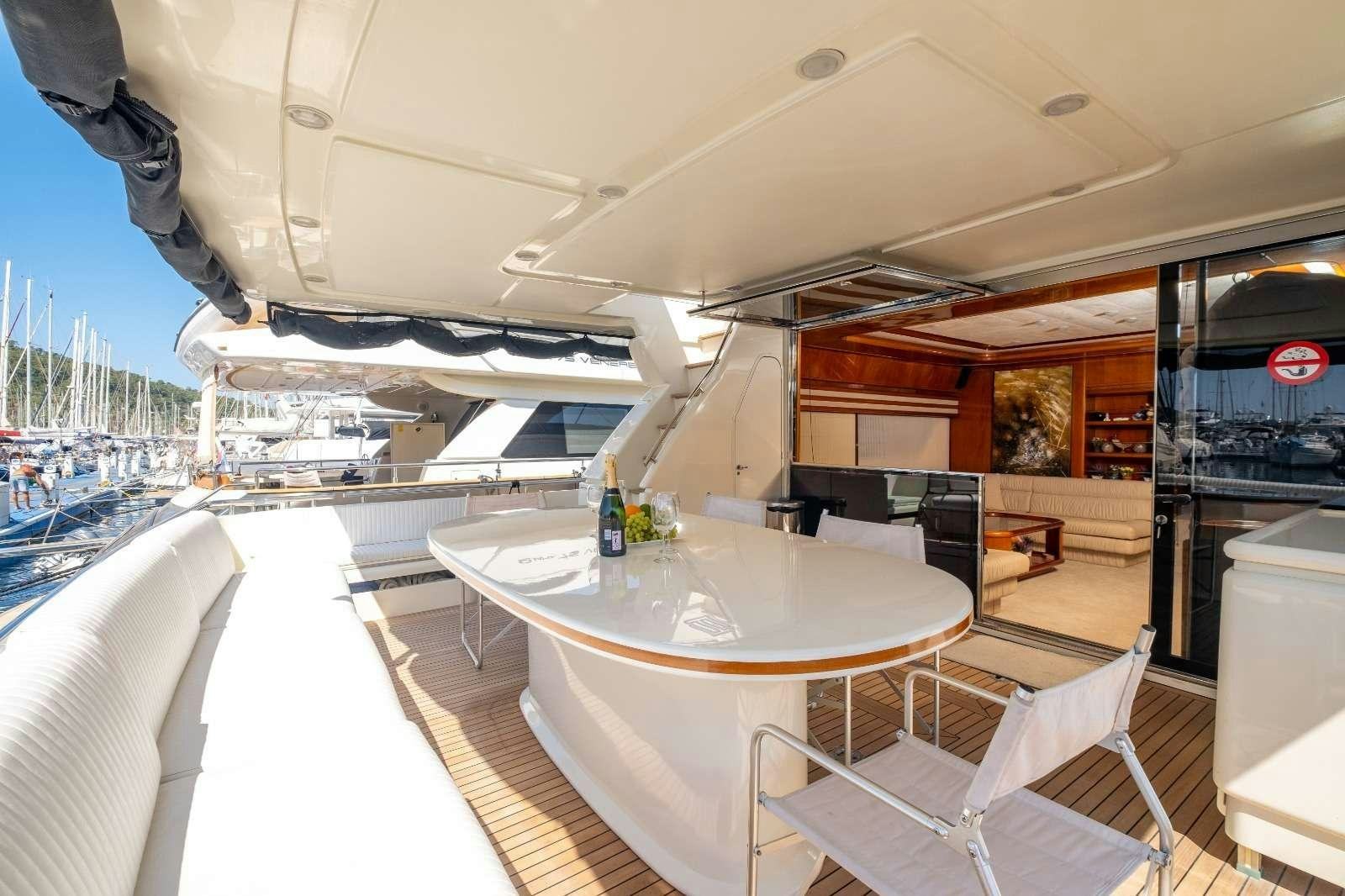 a table with chairs around it aboard MIO AMORE Yacht for Charter