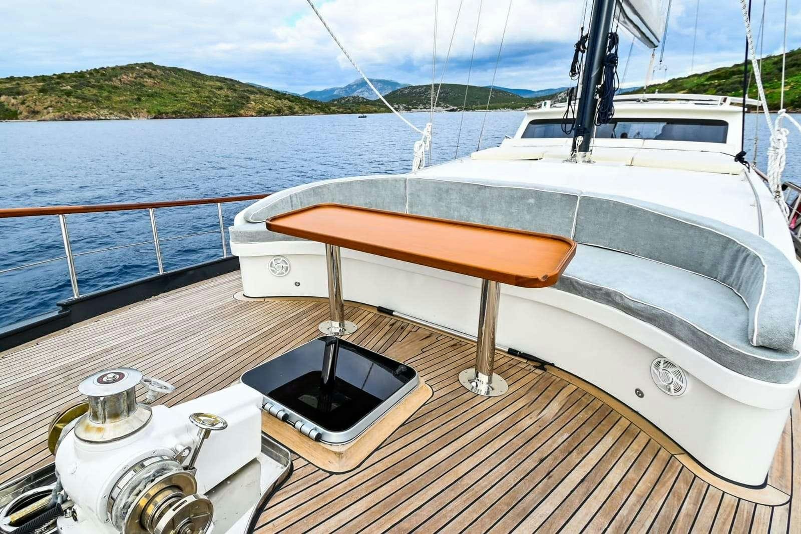 a boat on a deck aboard ESER 1 Yacht for Charter