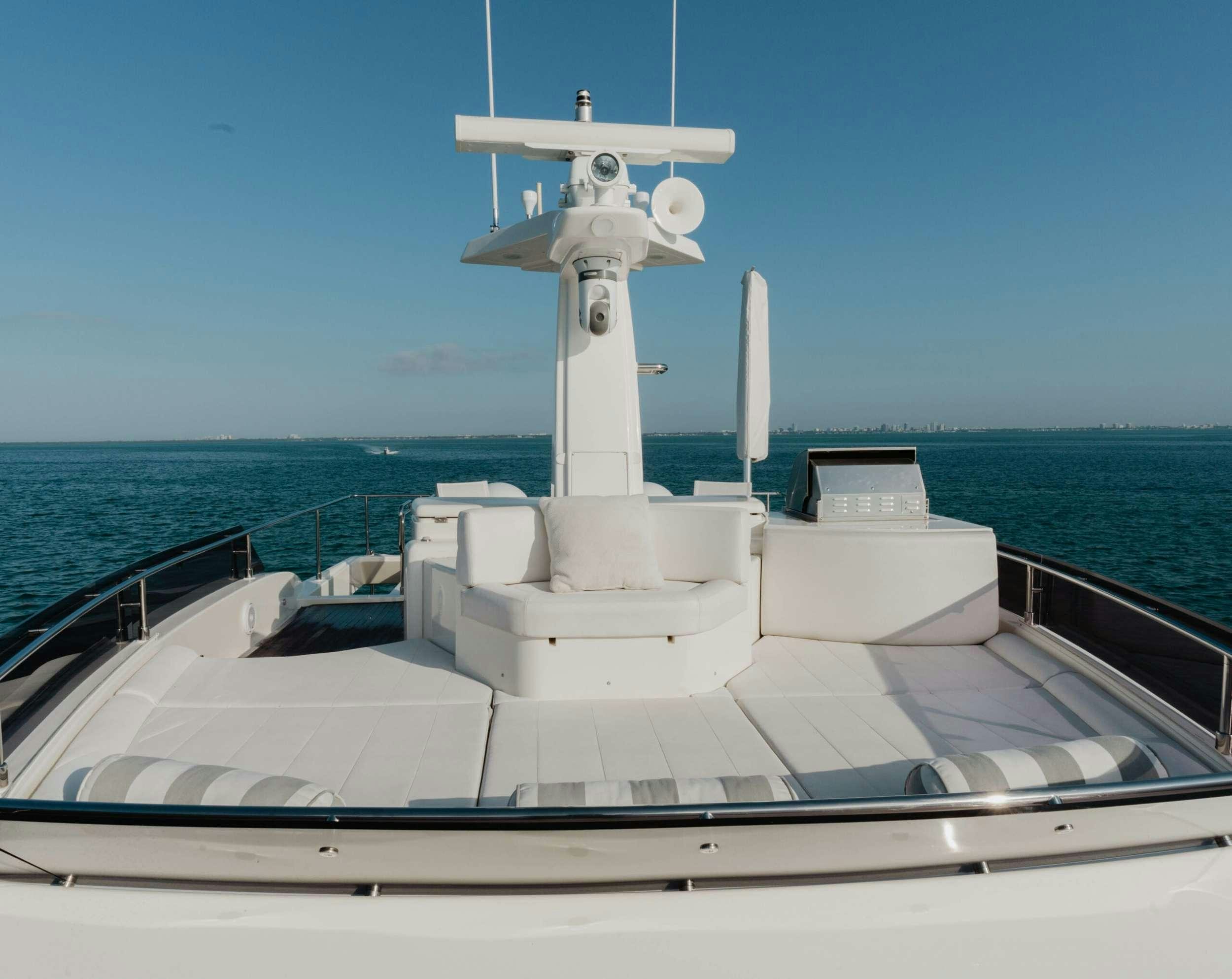 a white tower on a boat aboard BONUS ROUND Yacht for Charter