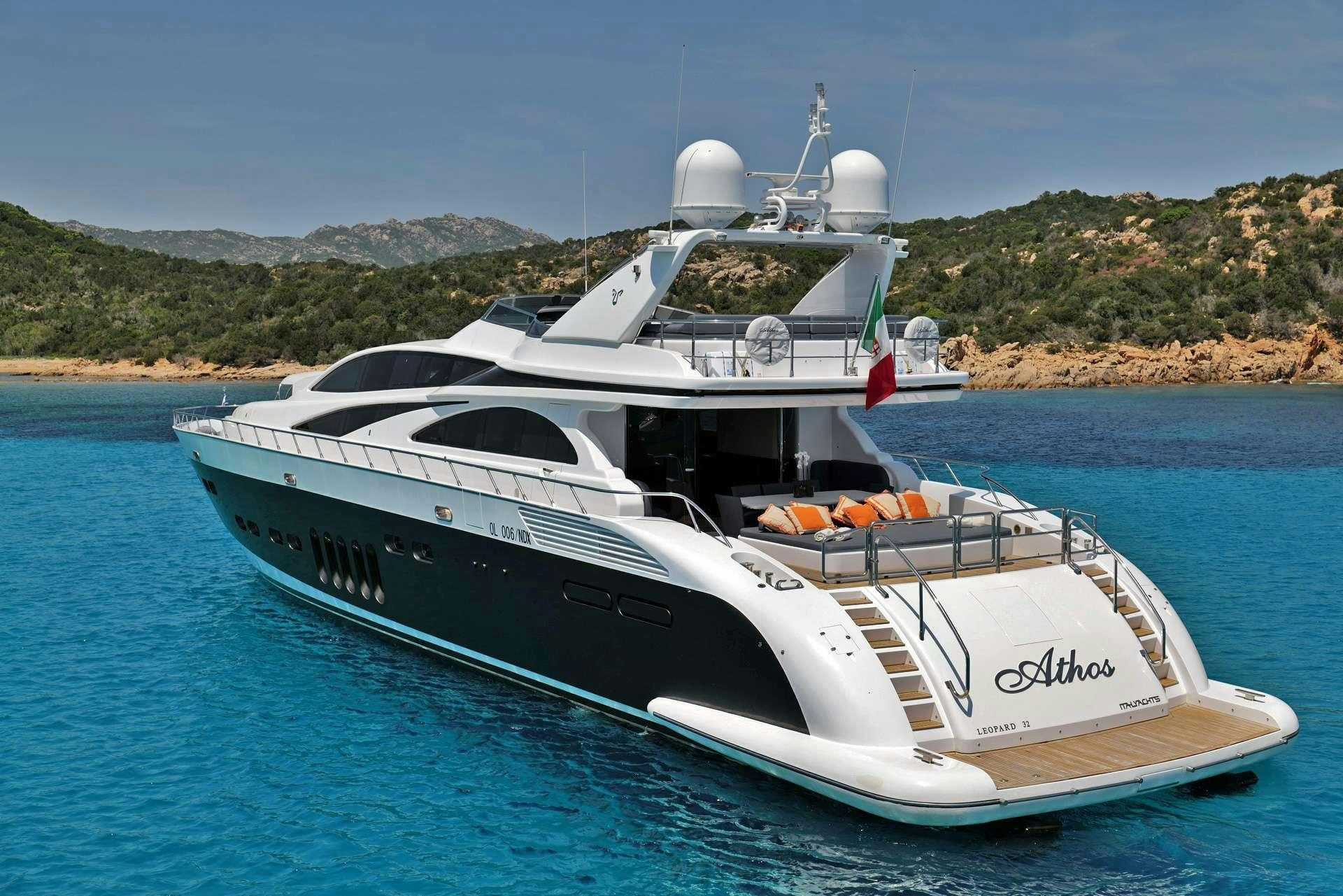 a boat in the water aboard ATHOS Yacht for Charter