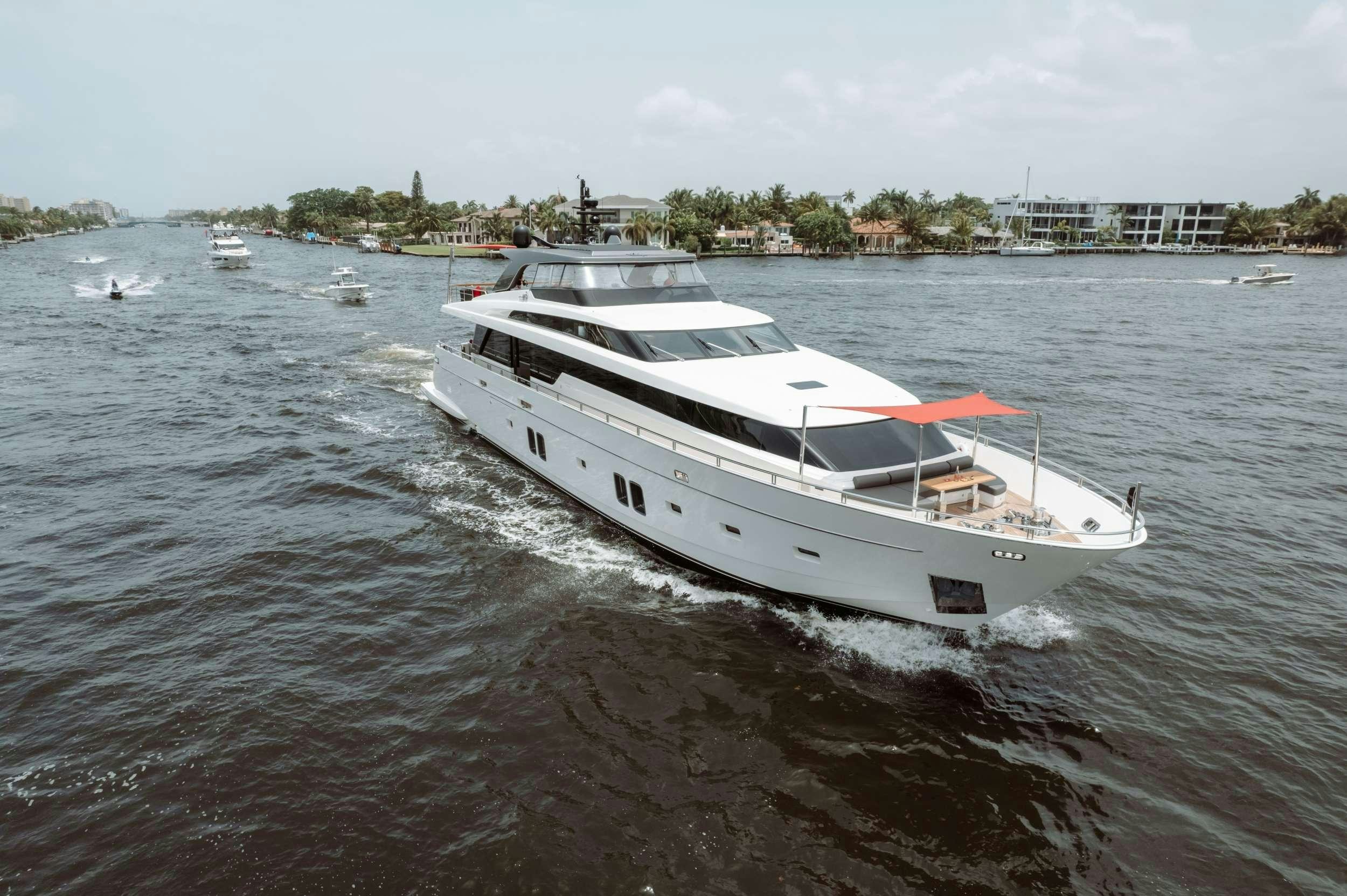 a boat on the water aboard FIFTY SHADES Yacht for Charter