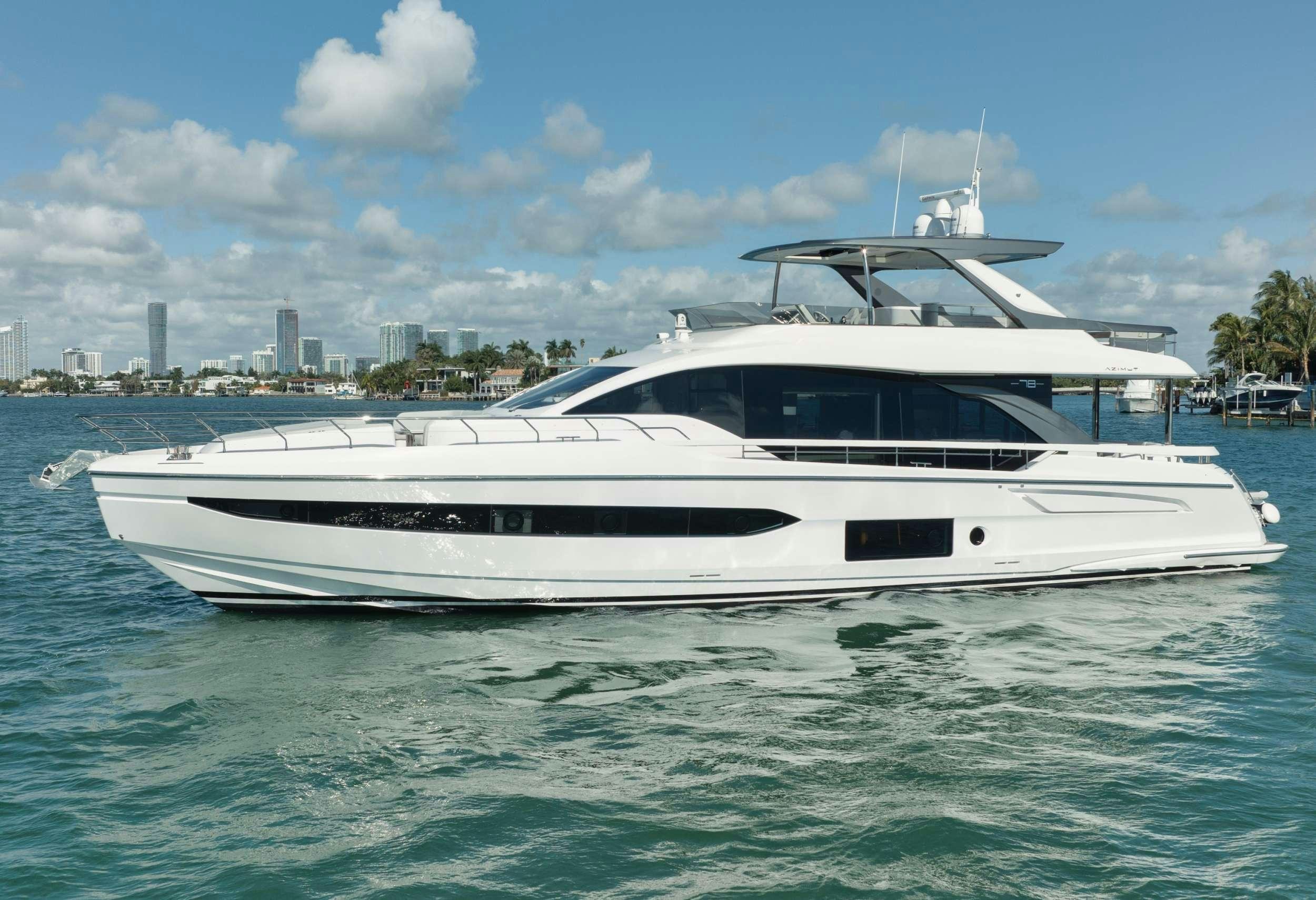 a white yacht in the water aboard NENA Yacht for Charter