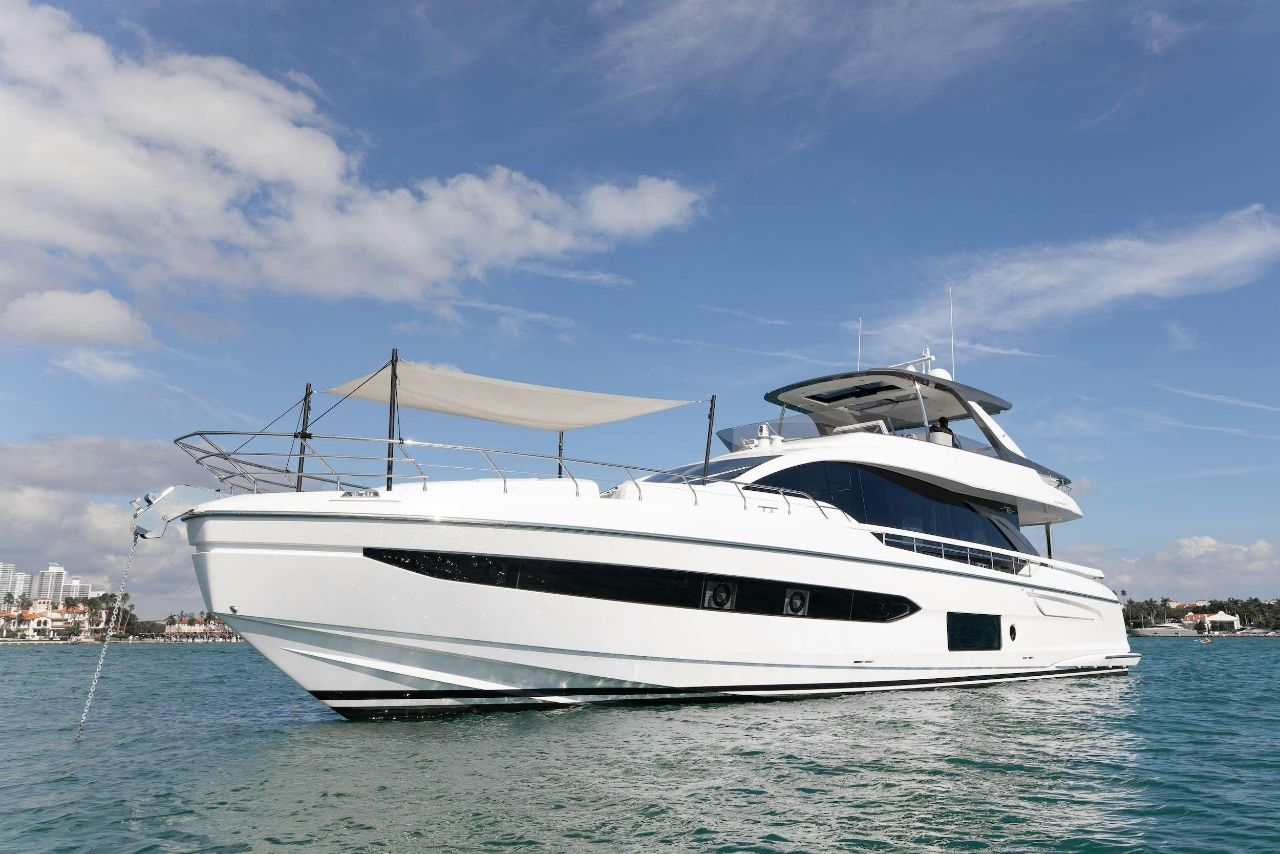 a white yacht on the water aboard NENA Yacht for Charter