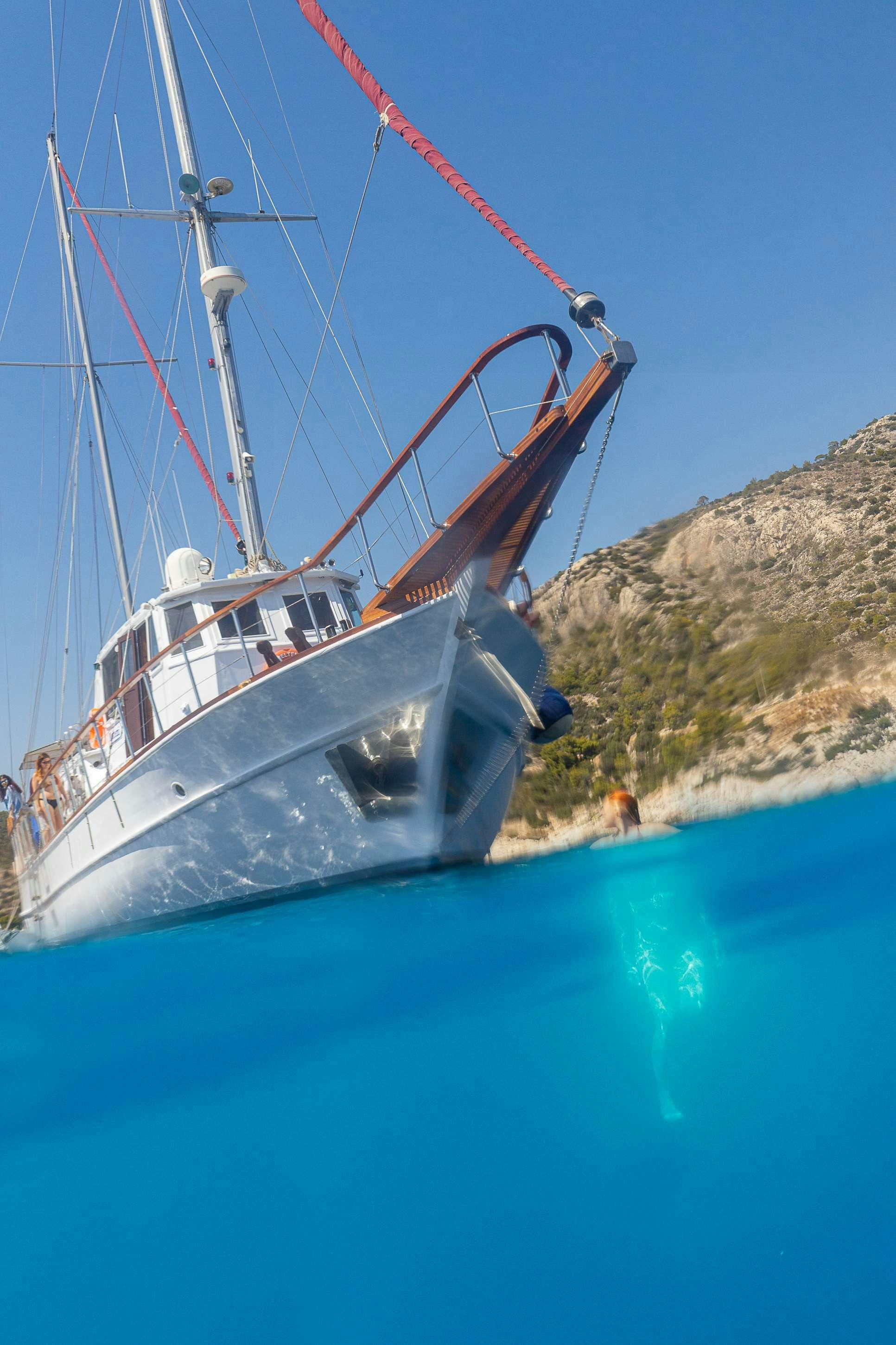 a boat on a body of water aboard MELTEMI Yacht for Charter