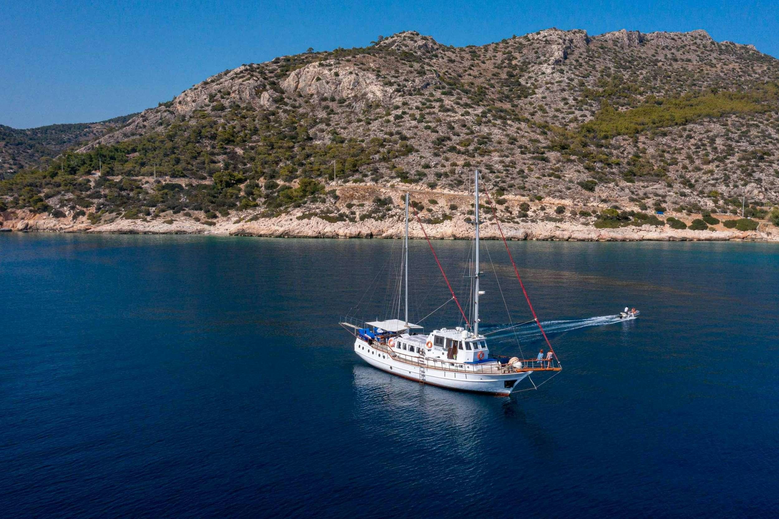 a boat on the water aboard MELTEMI Yacht for Charter
