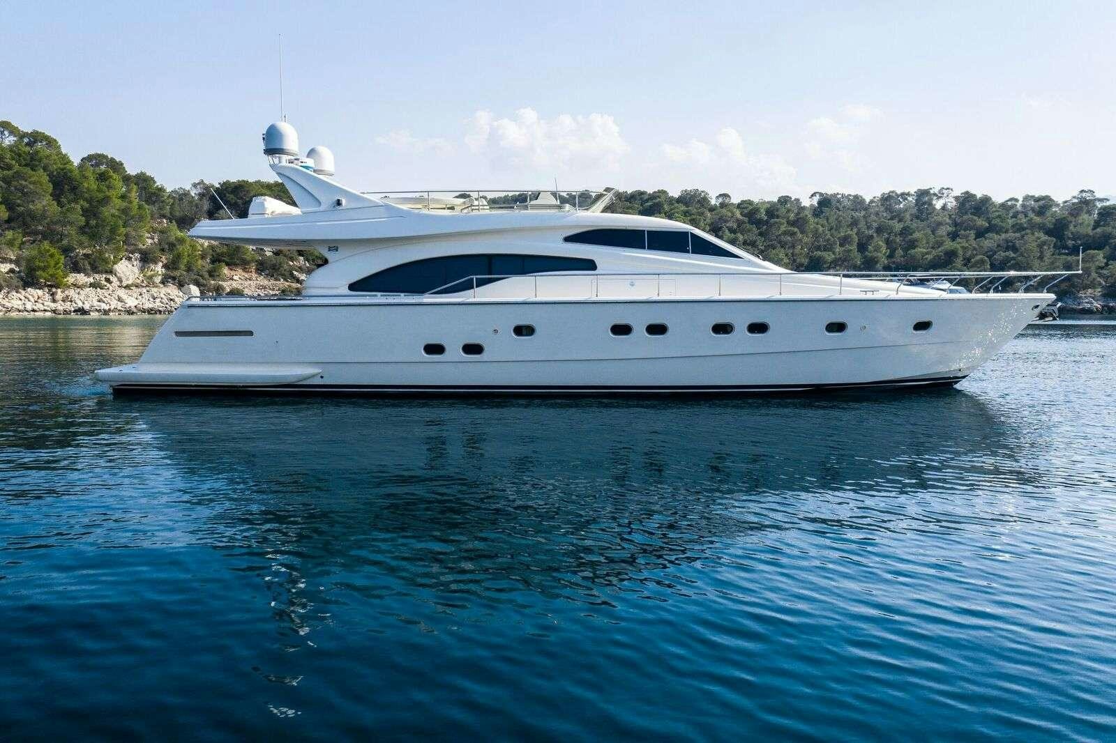 a white yacht in the water aboard SERENE Yacht for Charter