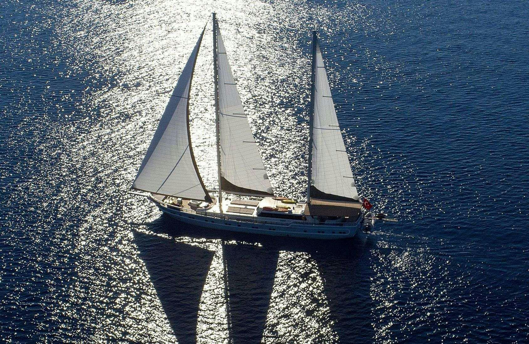 a group of sailboats on the water aboard QUEEN OF SALMAKIS Yacht for Charter