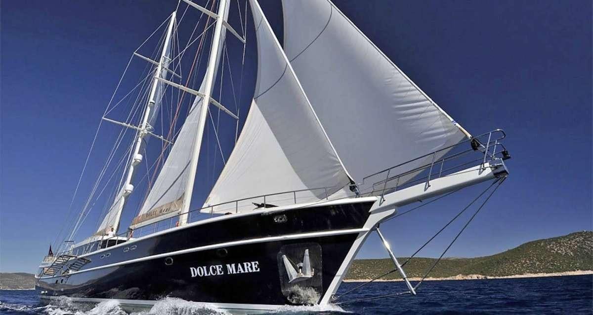 a boat on the water aboard DOLCE MARE Yacht for Charter