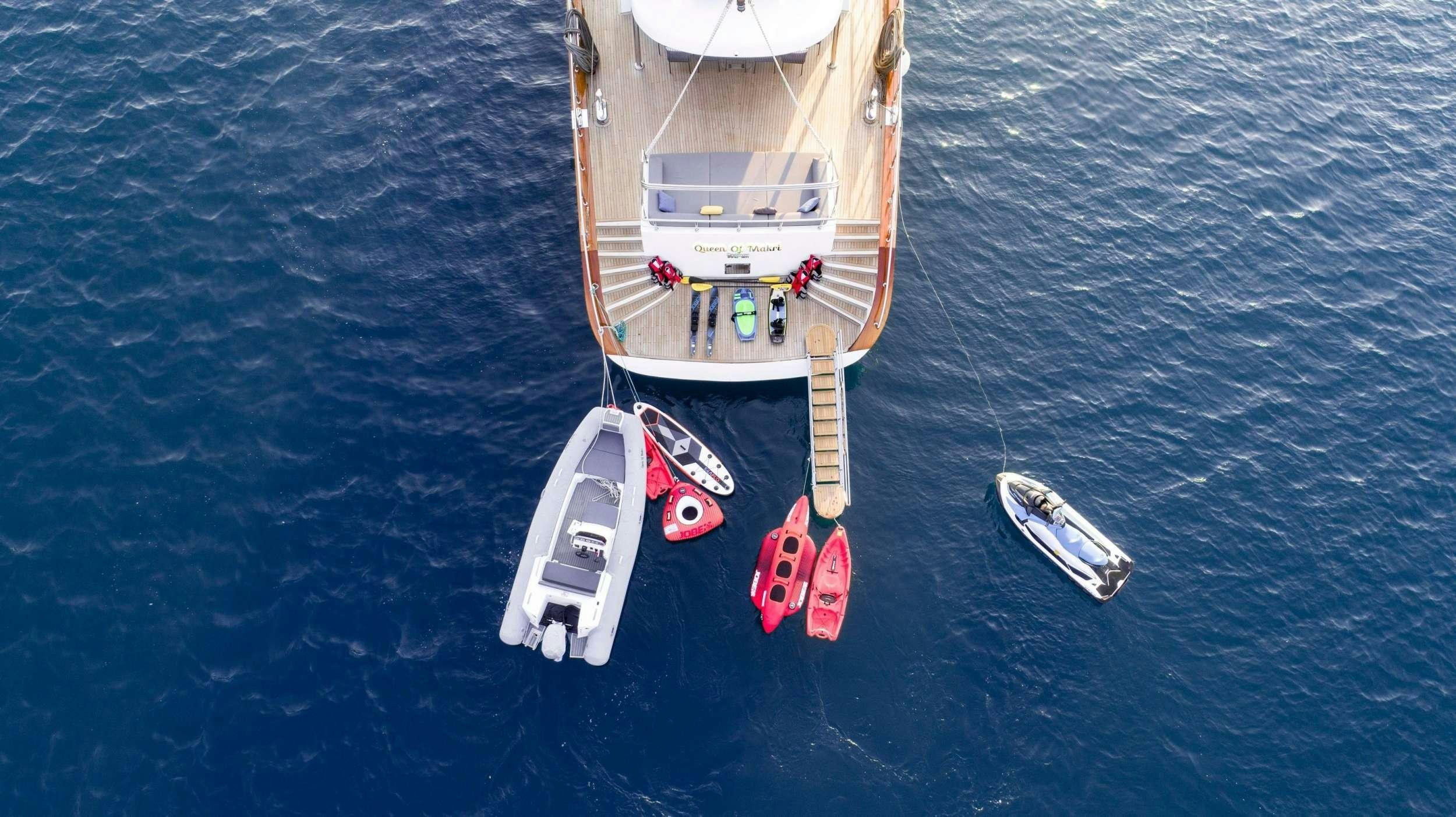 a boat in the water aboard QUEEN OF MAKRI Yacht for Charter