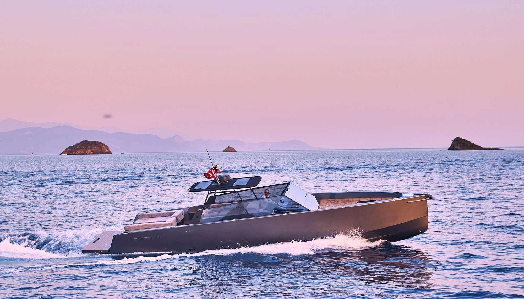 a boat in the water aboard IMMERSIVE Yacht for Charter