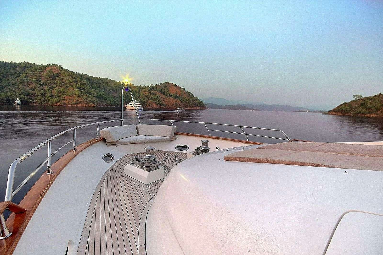 a boat on a body of water aboard BLANCO Yacht for Charter